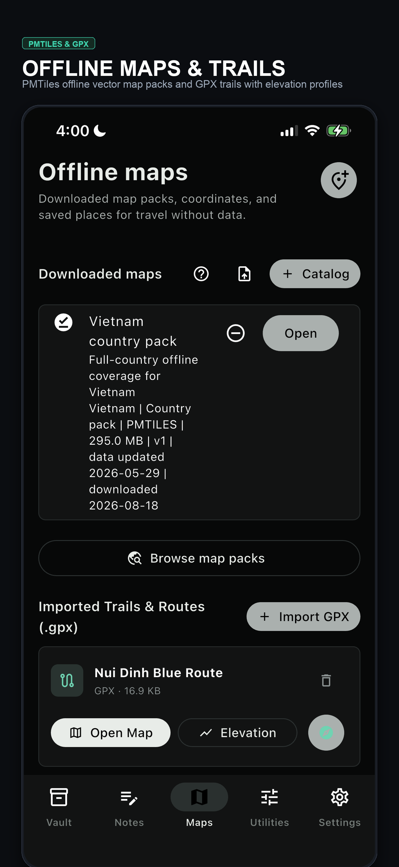 Wayvault Offline Vector Maps and GPX Trails screenshot