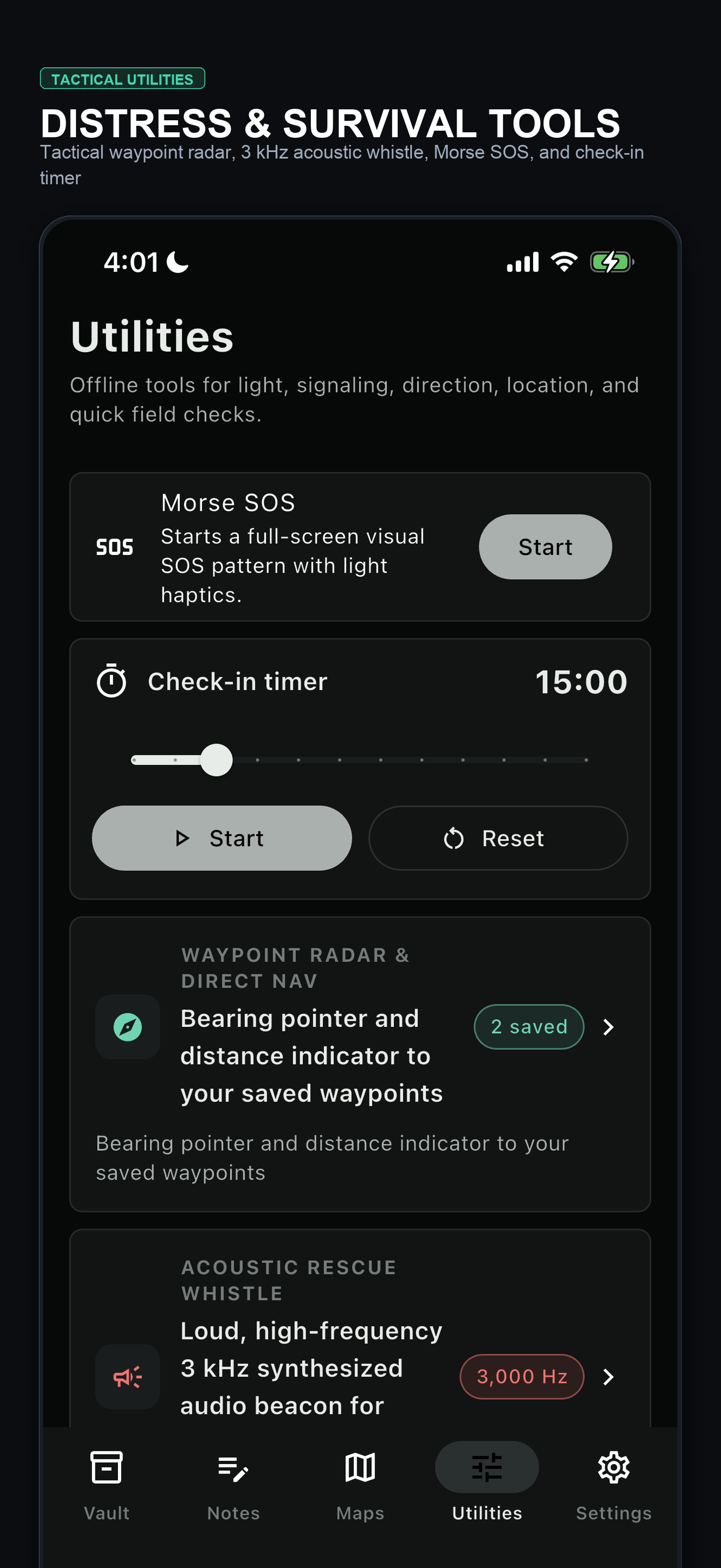 Wayvault Distress and Survival Tools screenshot
